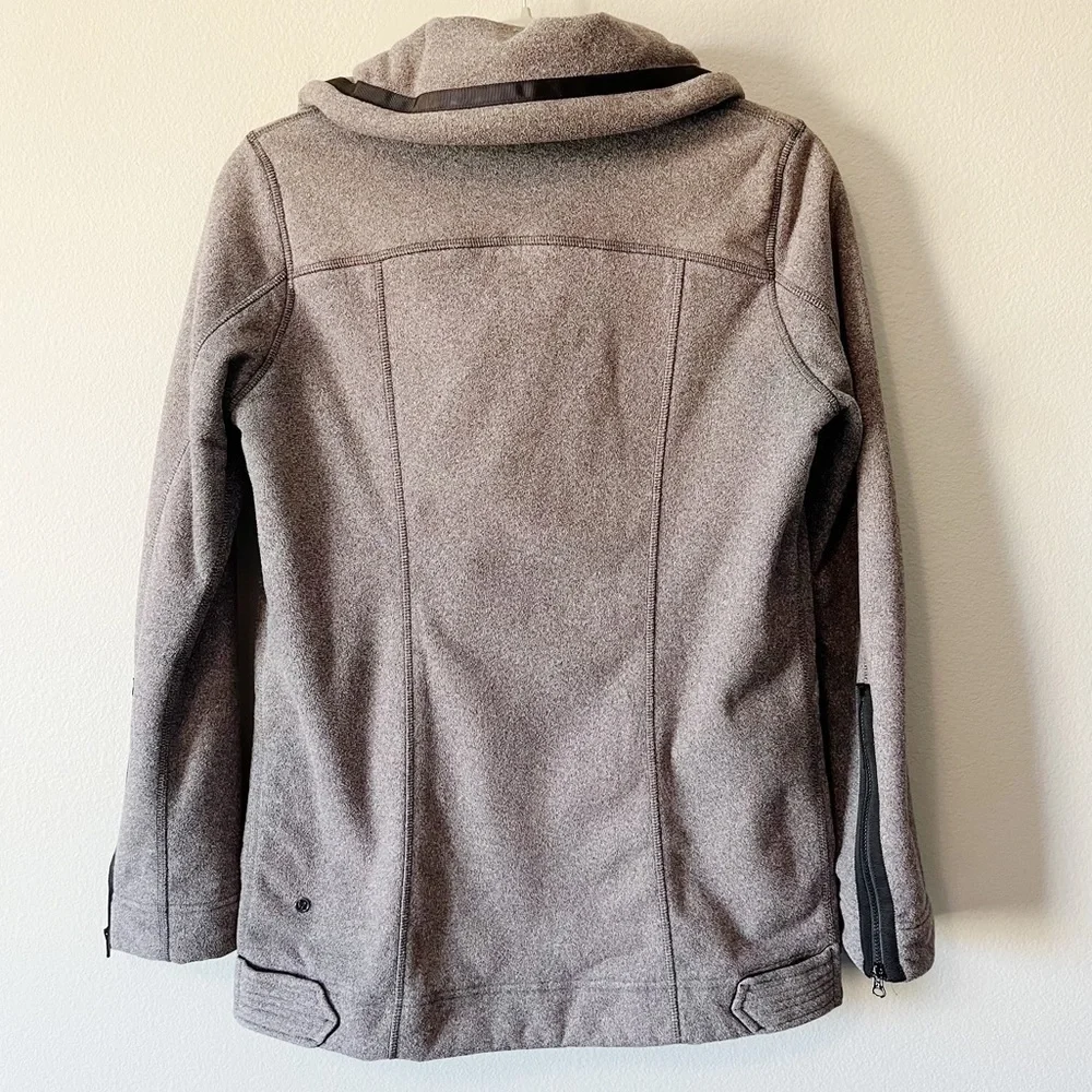Lululemon Fleece Moto Jacket Black/Ambient Grey/Black Size 4 Full Zip